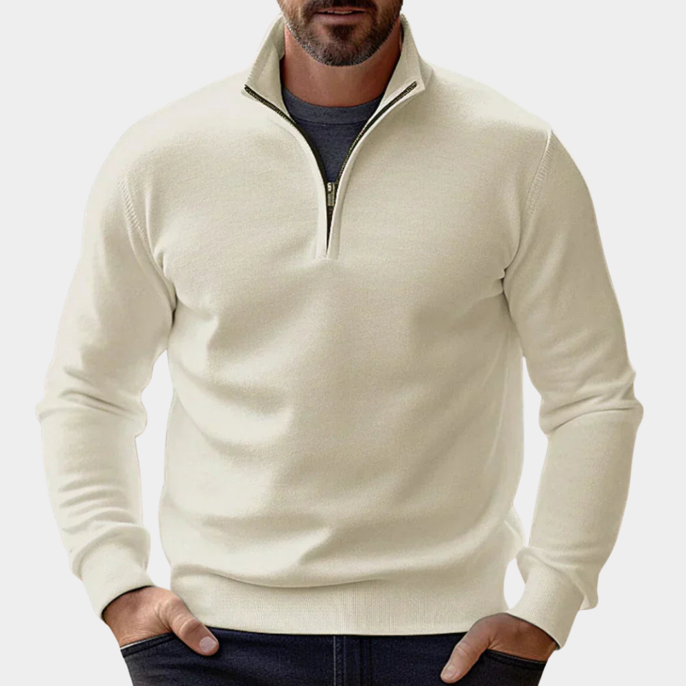 Men's Quarter Zip Mock Neck Knit Sweater