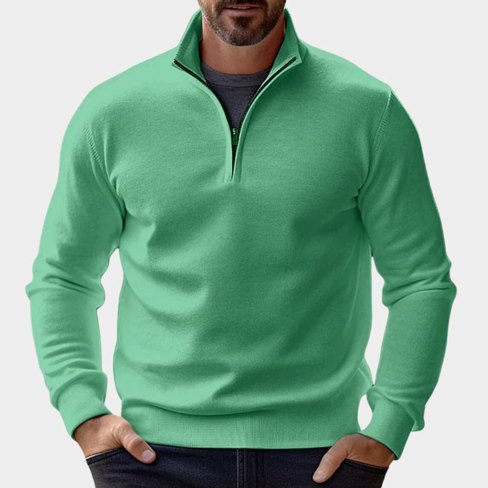 Men's Quarter Zip Mock Neck Knit Sweater