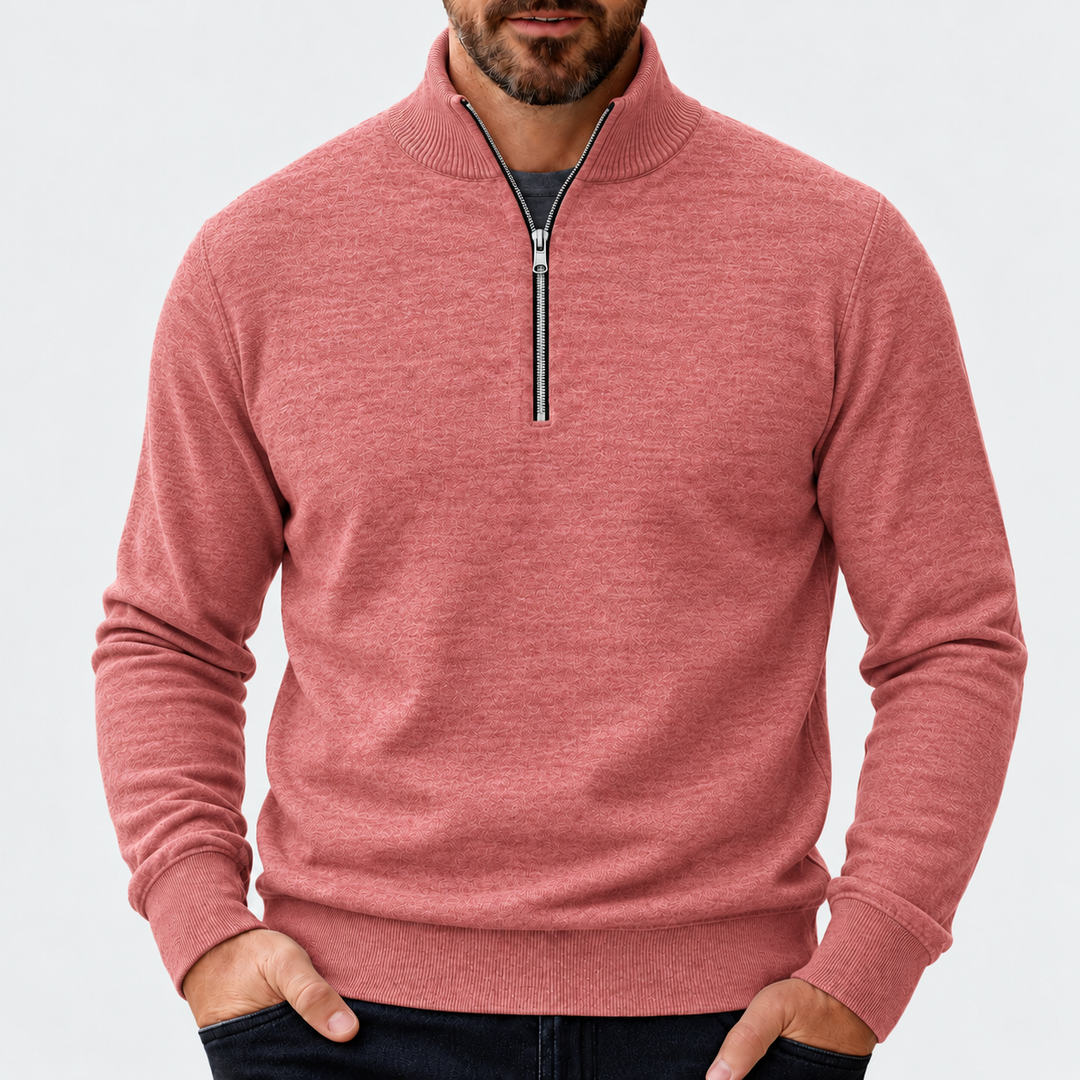 Men's Quarter Zip Mock Neck Knit Sweater