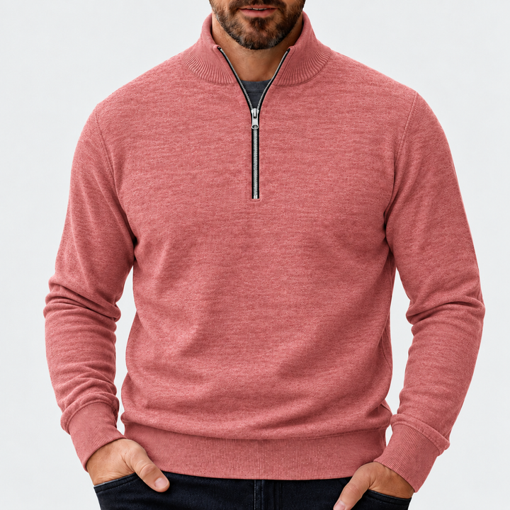Men's Quarter Zip Mock Neck Knit Sweater