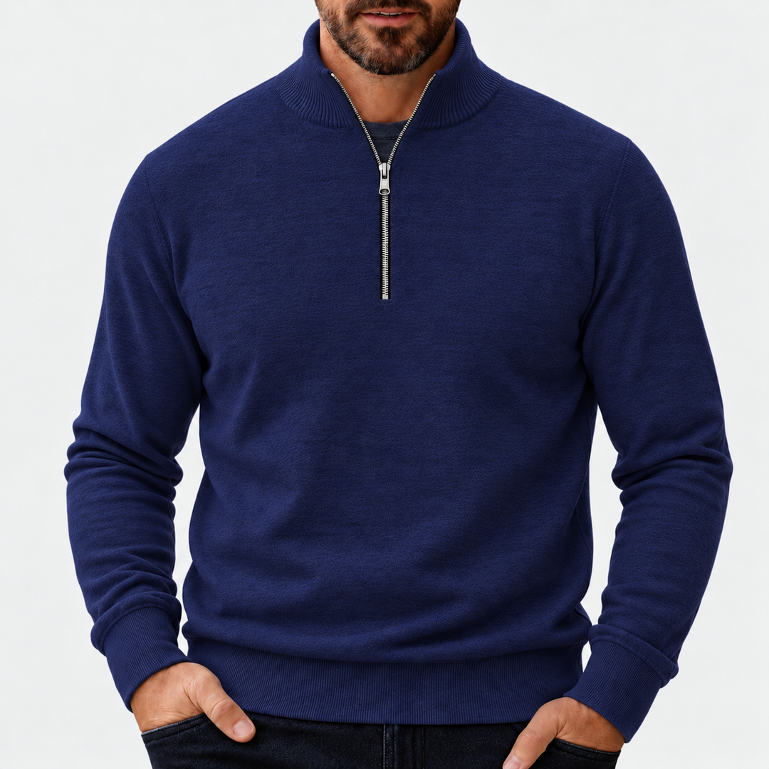 Men's Quarter Zip Mock Neck Knit Sweater