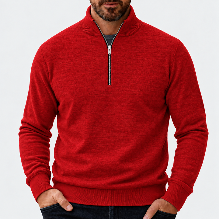 Men's Quarter Zip Mock Neck Knit Sweater
