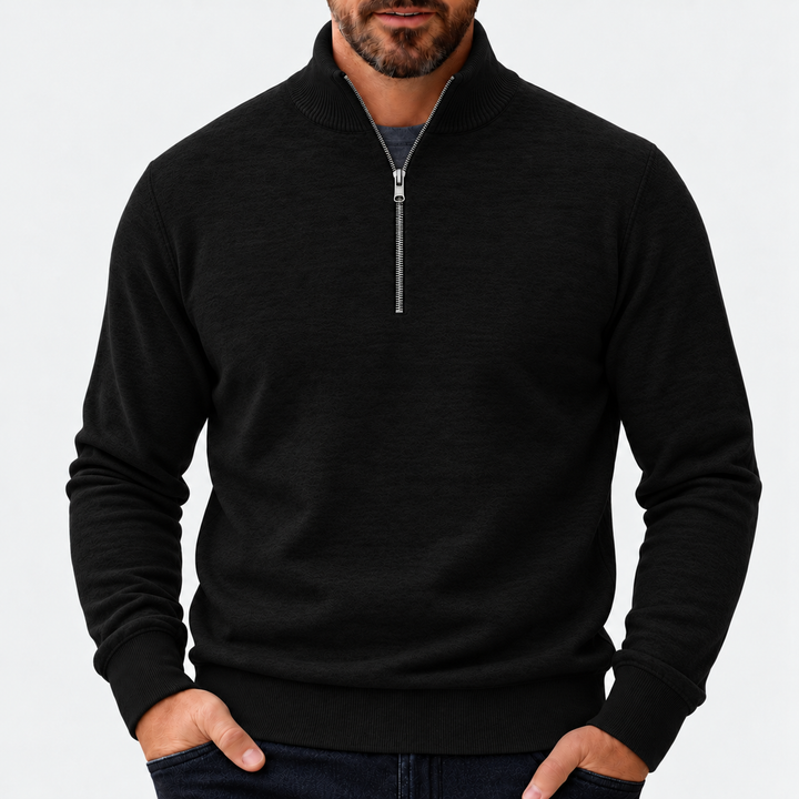 Men's Quarter Zip Mock Neck Knit Sweater