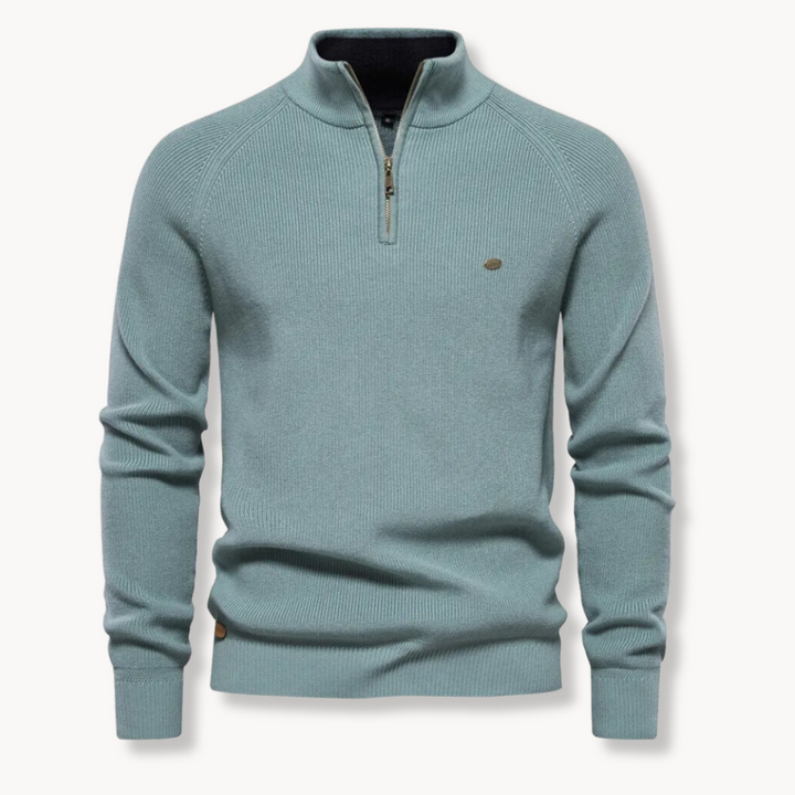 Men's Quarter Zip Ribbed Knit Sweater