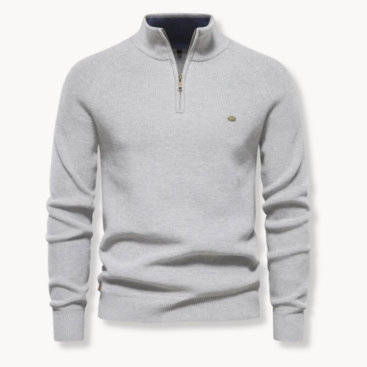 Men's Quarter Zip Ribbed Knit Sweater