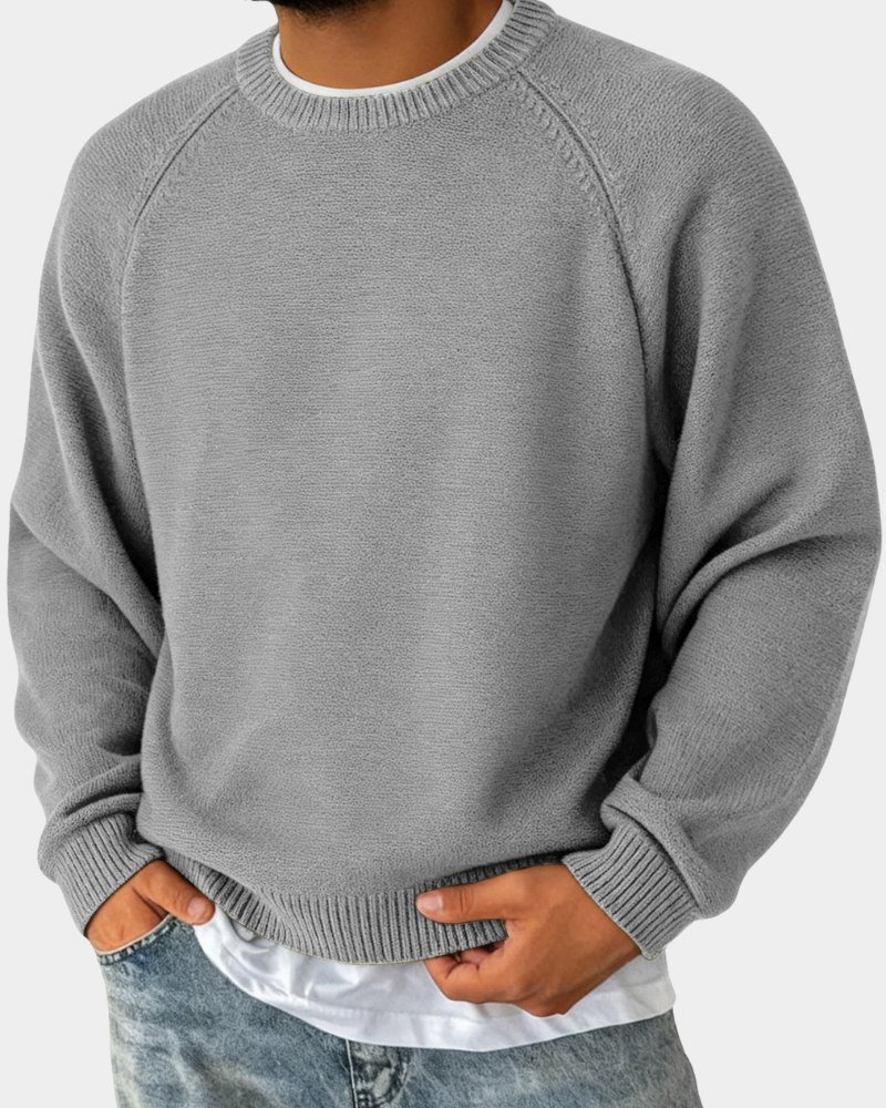Men's Raglan Sleeve Ribbed Crewneck Sweater