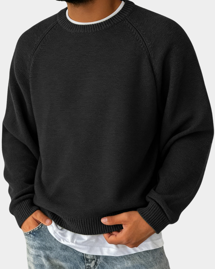 Men's Raglan Sleeve Ribbed Crewneck Sweater
