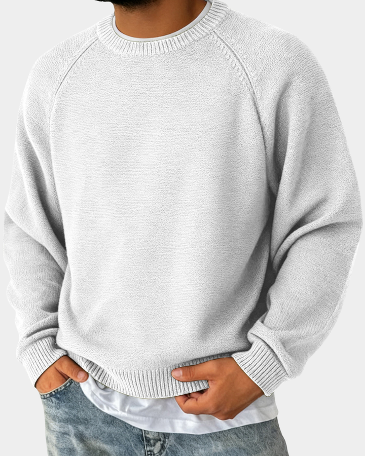 Men's Raglan Sleeve Ribbed Crewneck Sweater