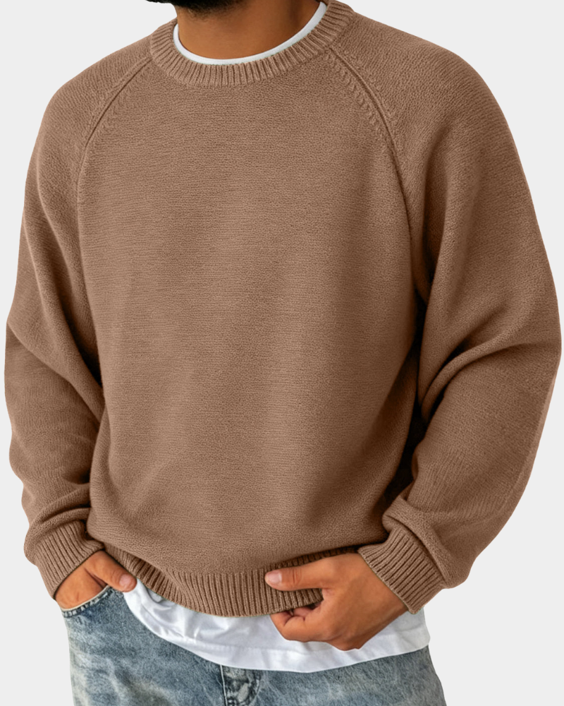 Men's Raglan Sleeve Ribbed Crewneck Sweater