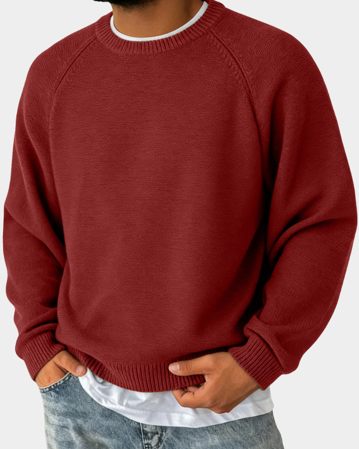 Men's Raglan Sleeve Ribbed Crewneck Sweater