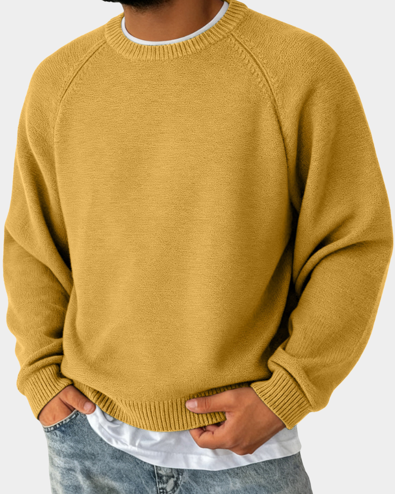 Men's Raglan Sleeve Ribbed Crewneck Sweater