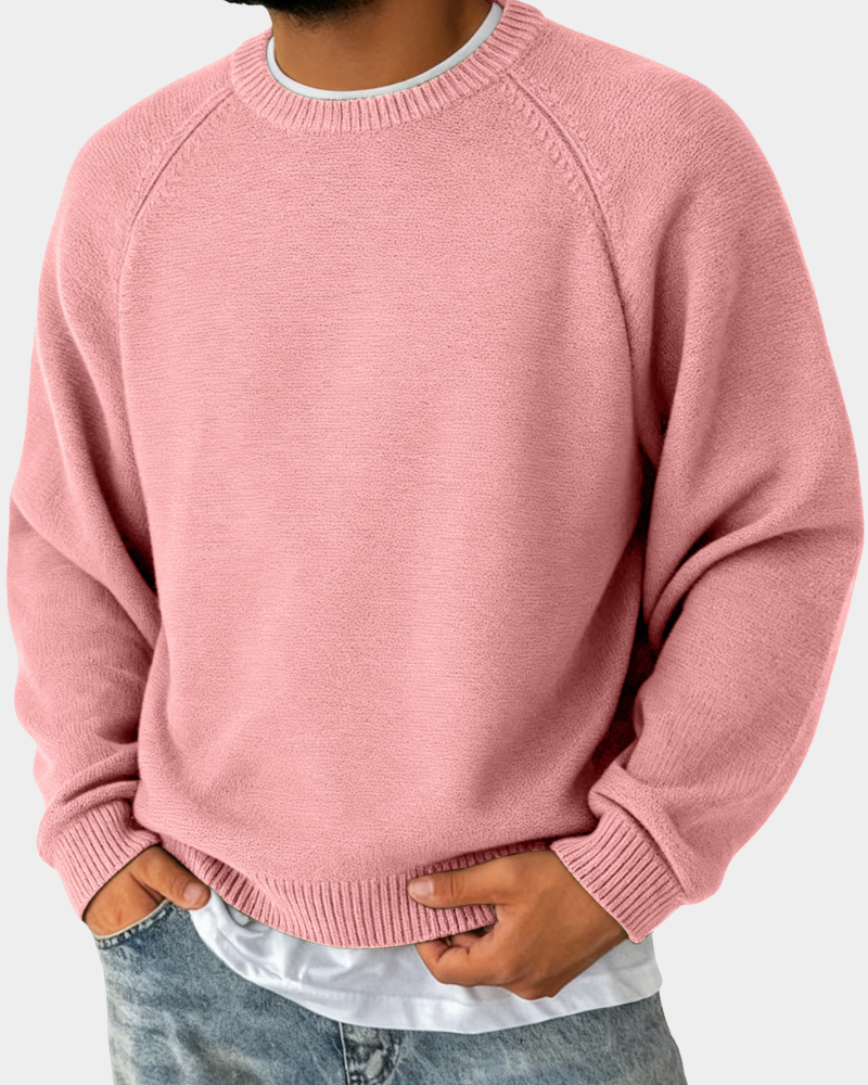 Men's Raglan Sleeve Ribbed Crewneck Sweater
