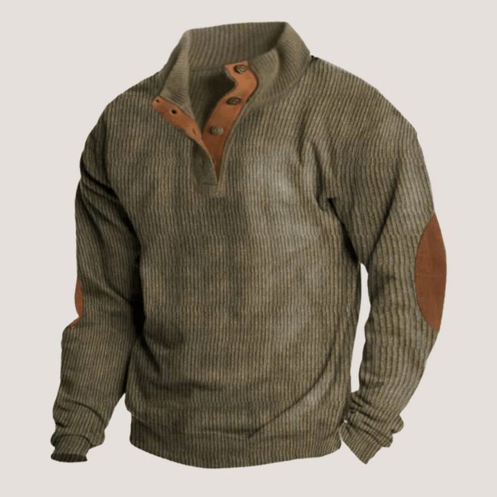 Men's Ribbed Button Henley Sweater