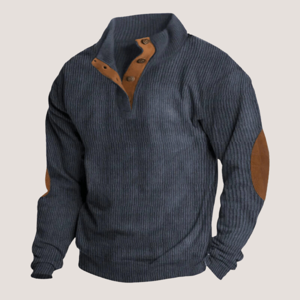 Men's Ribbed Button Henley Sweater