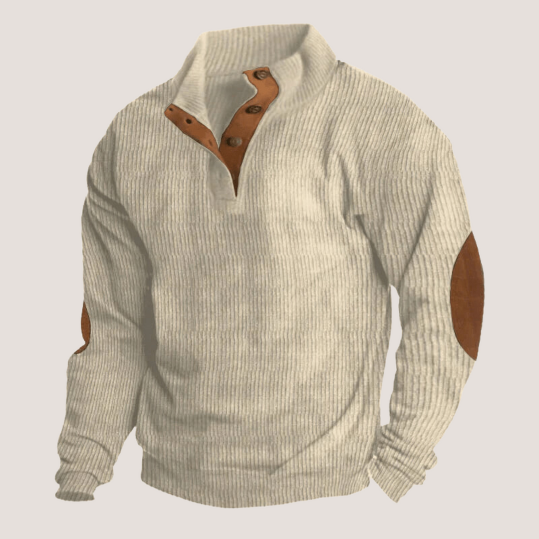 Men's Ribbed Button Henley Sweater