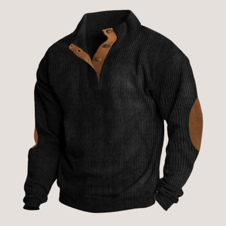 Men's Ribbed Button Henley Sweater