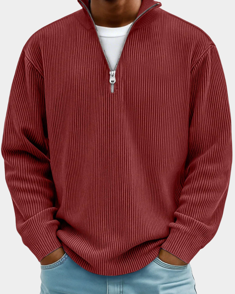 Men's Ribbed Half-Zip Mock Neck Sweater