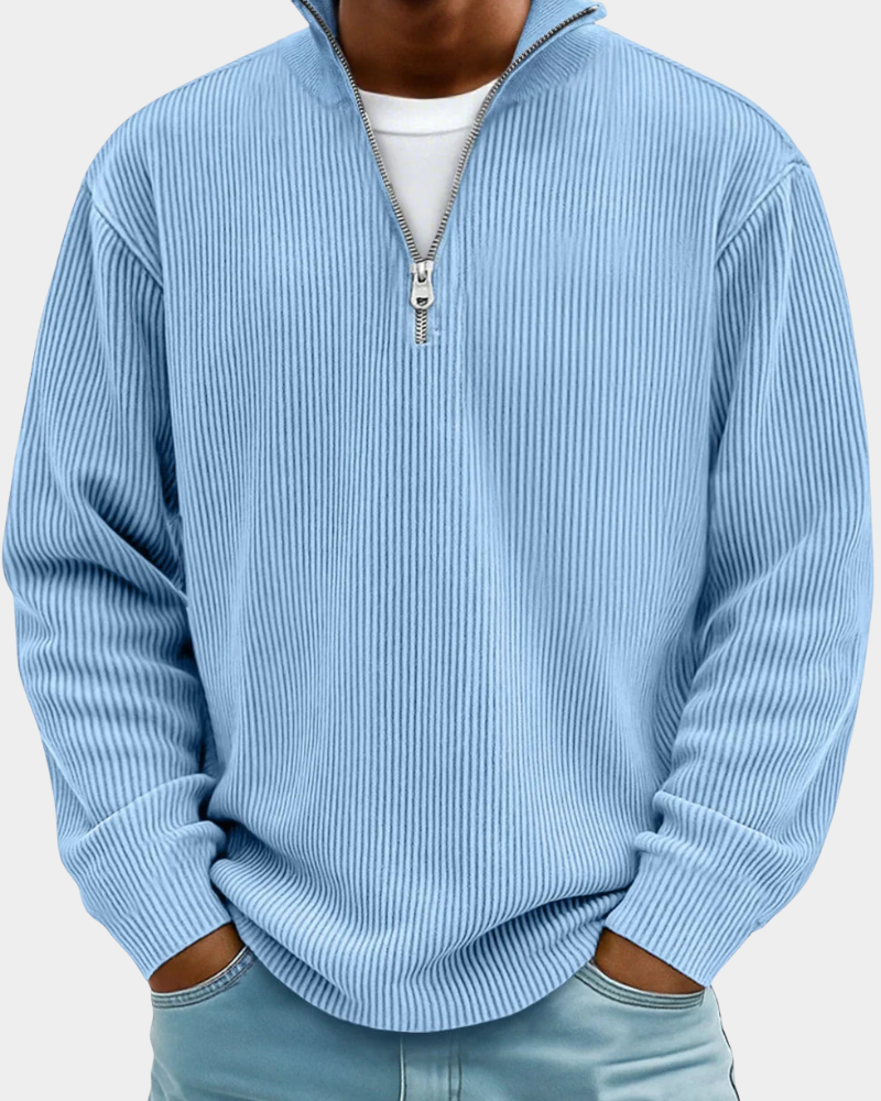 Men's Ribbed Half-Zip Mock Neck Sweater
