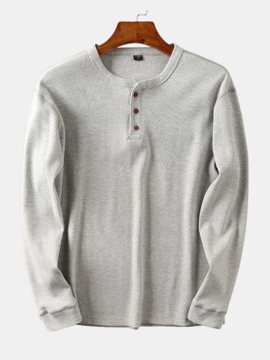 Men's Ribbed Henley Long Sleeve Shirt