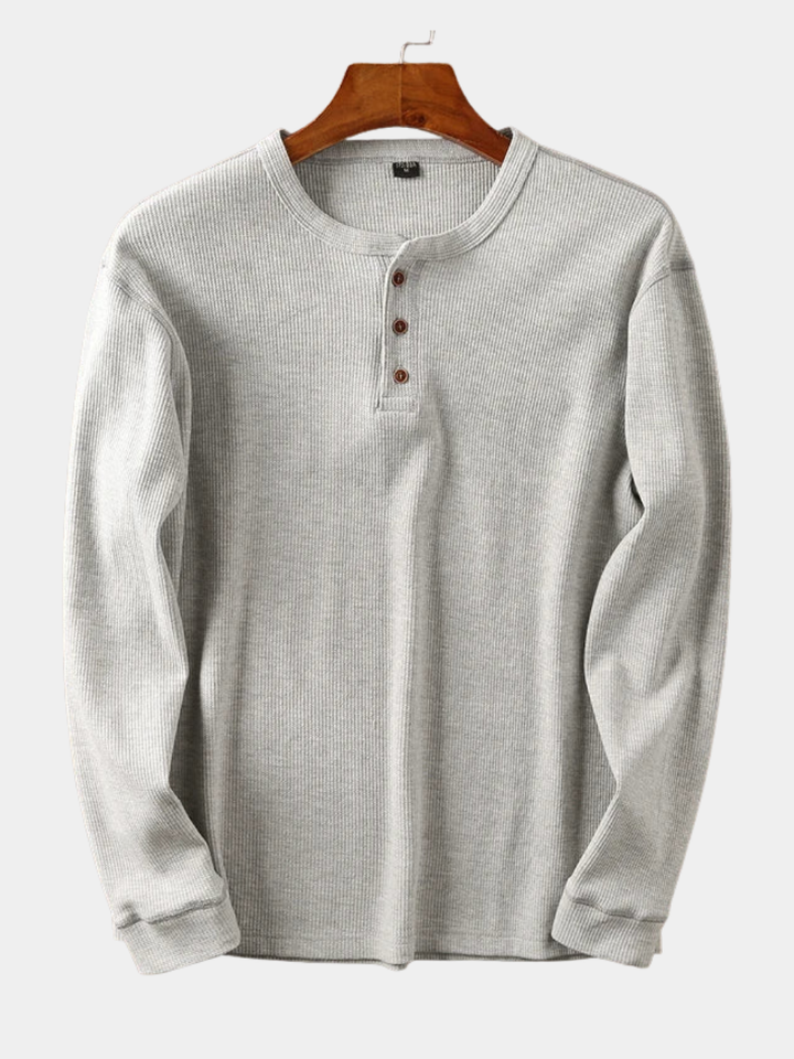 Men's Ribbed Henley Long Sleeve Shirt