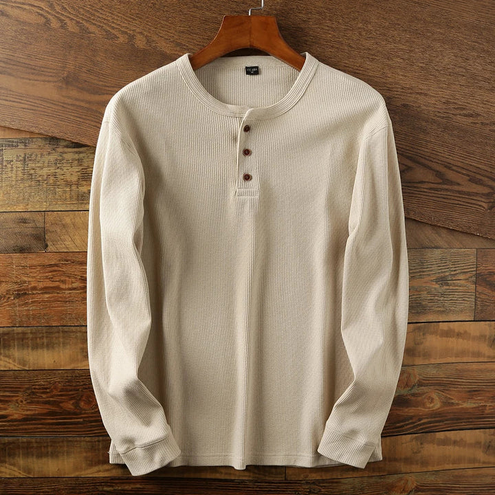 Men's Ribbed Henley Long Sleeve Shirt