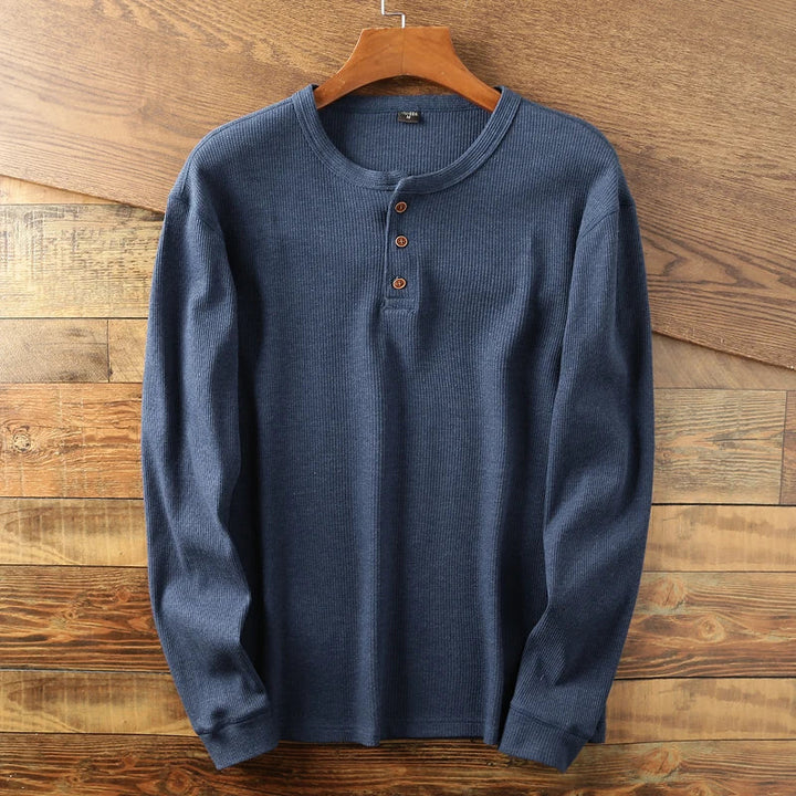 Men's Ribbed Henley Long Sleeve Shirt