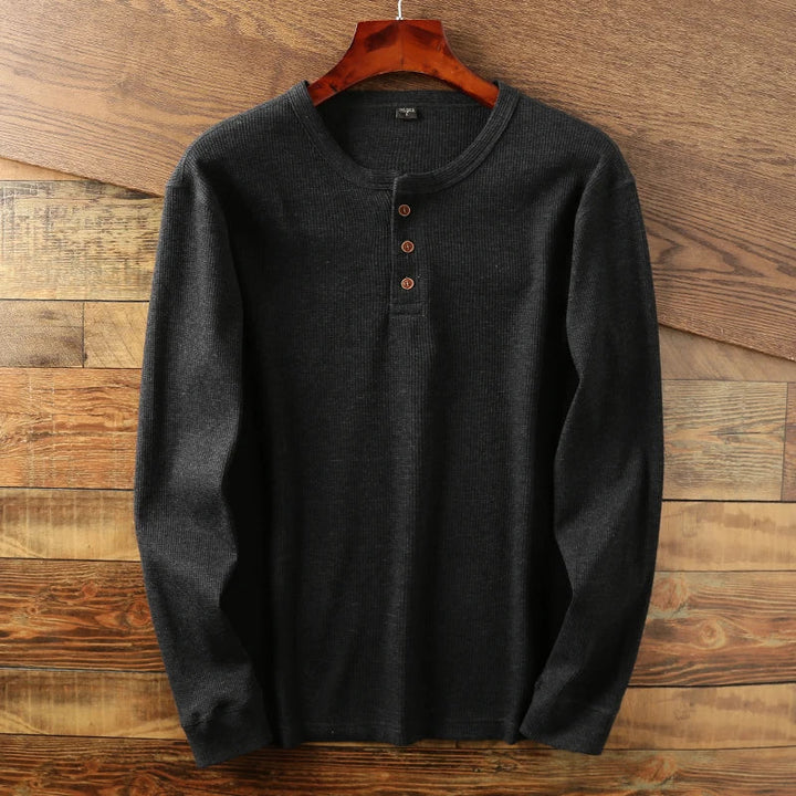 Men's Ribbed Henley Long Sleeve Shirt