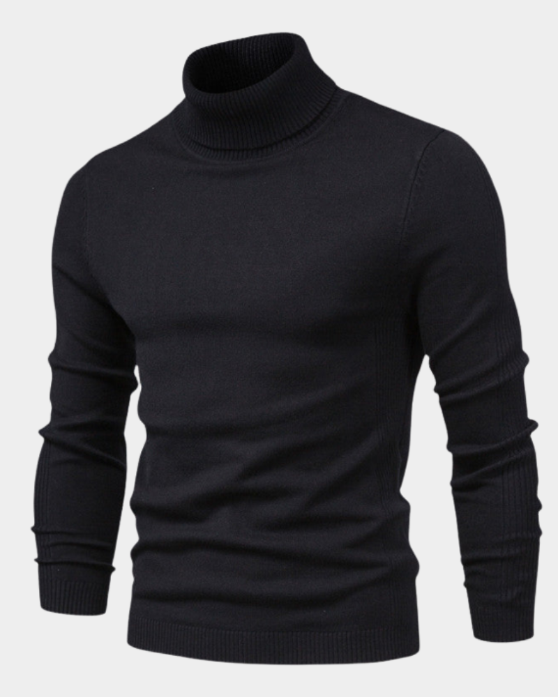 Men's Ribbed Knit Long Sleeve Turtleneck Sweater