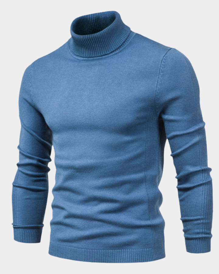 Men's Ribbed Knit Long Sleeve Turtleneck Sweater