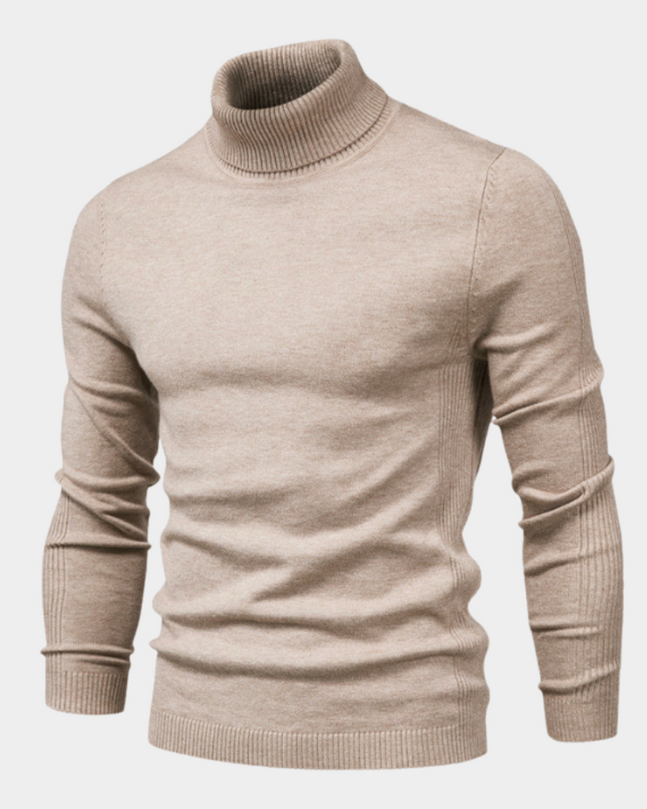 Men's Ribbed Knit Long Sleeve Turtleneck Sweater