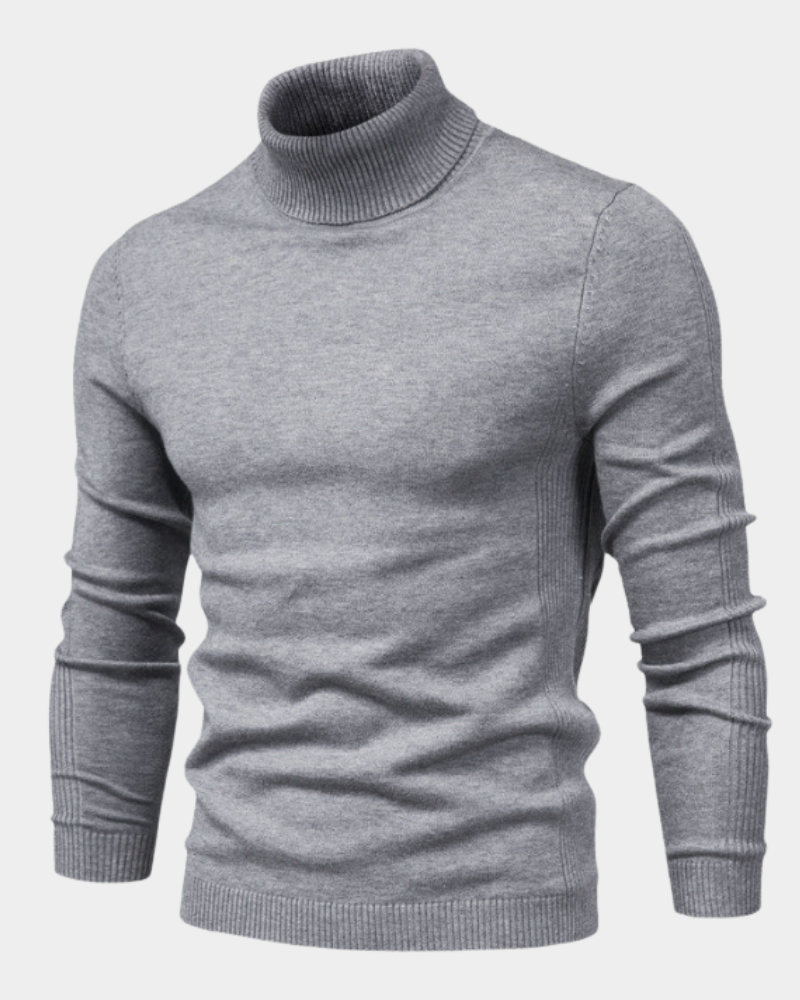 Men's Ribbed Knit Long Sleeve Turtleneck Sweater