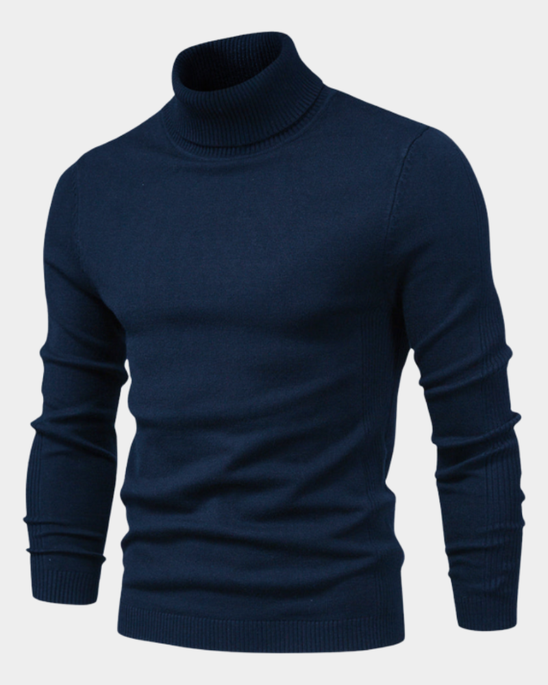 Men's Ribbed Knit Long Sleeve Turtleneck Sweater