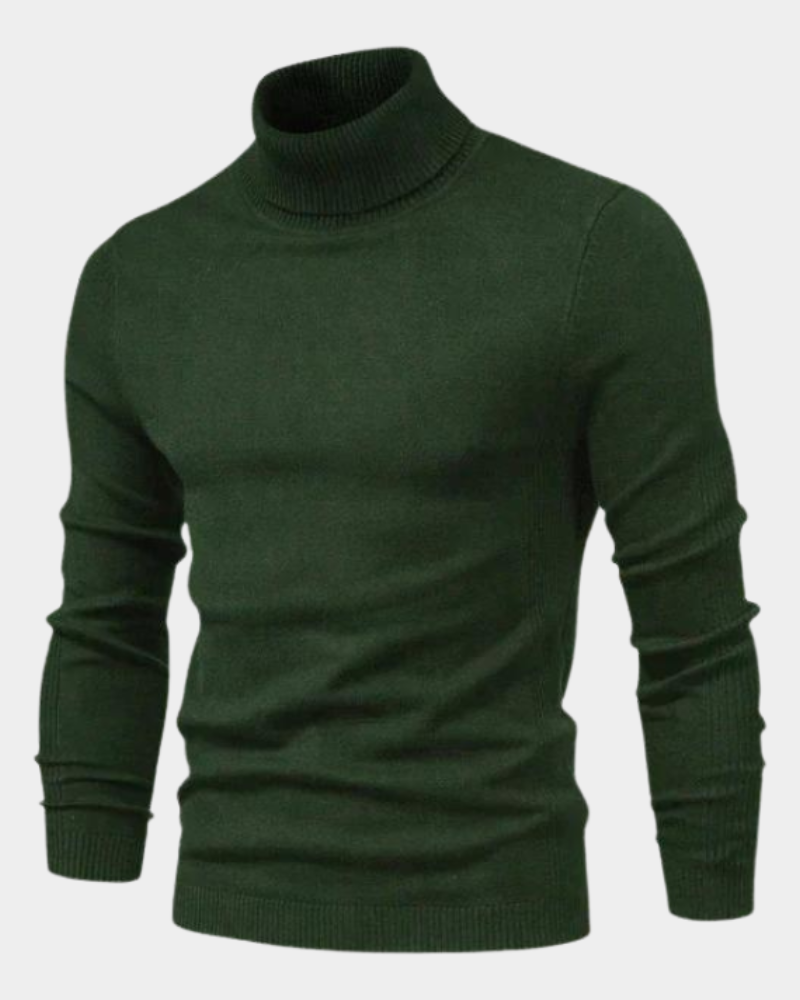 Men's Ribbed Knit Long Sleeve Turtleneck Sweater