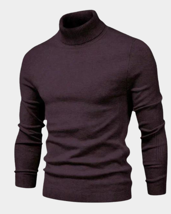 Men's Ribbed Knit Long Sleeve Turtleneck Sweater