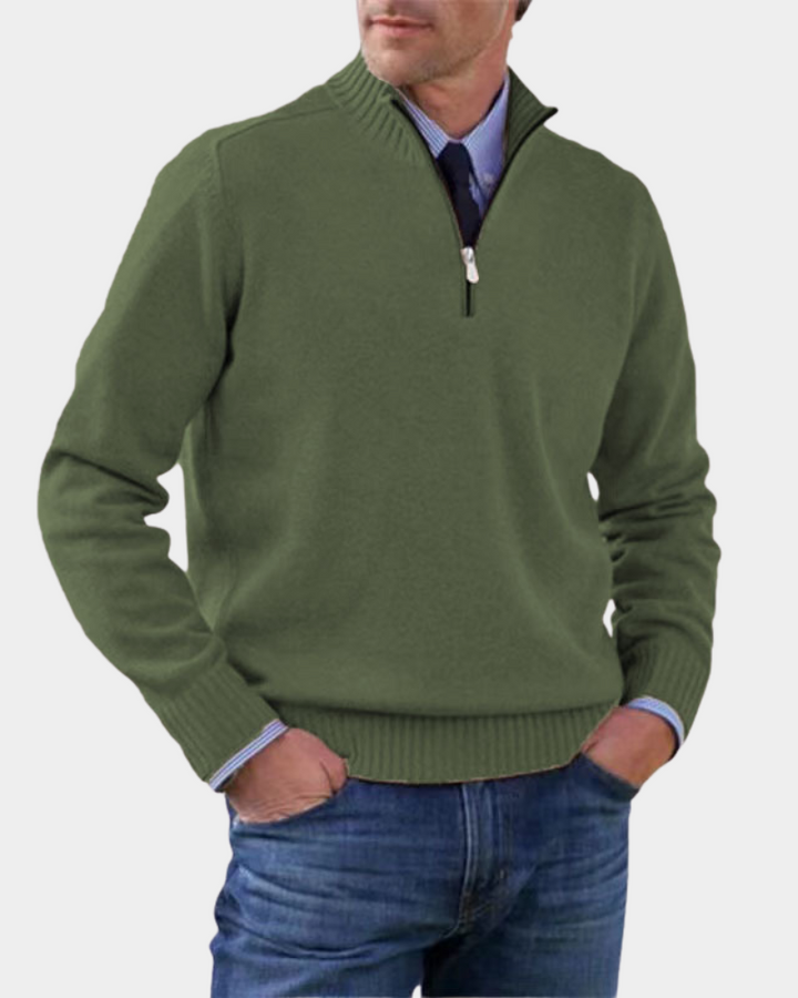 Men's Ribbed Mock Neck Quarter Zip Sweater