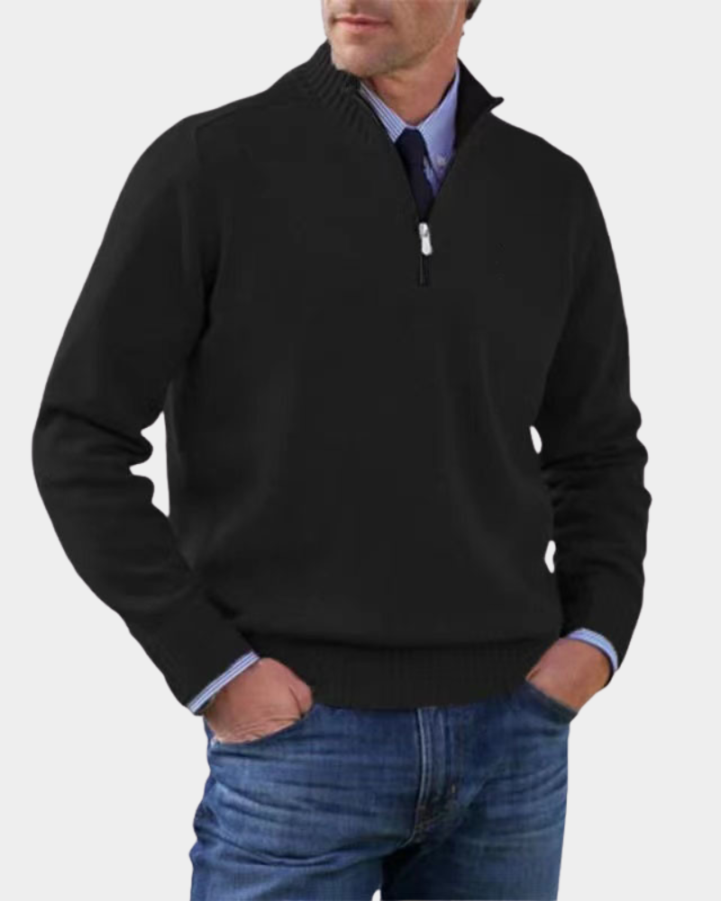 Men's Ribbed Mock Neck Quarter Zip Sweater