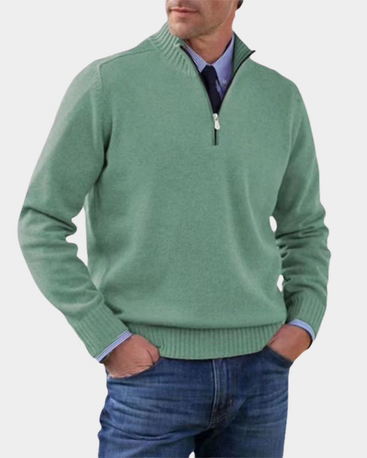 Men's Ribbed Mock Neck Quarter Zip Sweater