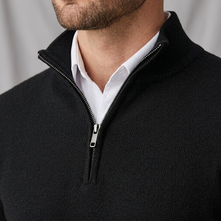 Men's Ribbed Quarter Zip Knit Sweater
