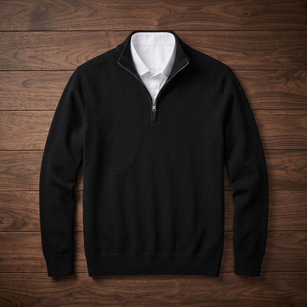 Men's Ribbed Quarter Zip Knit Sweater