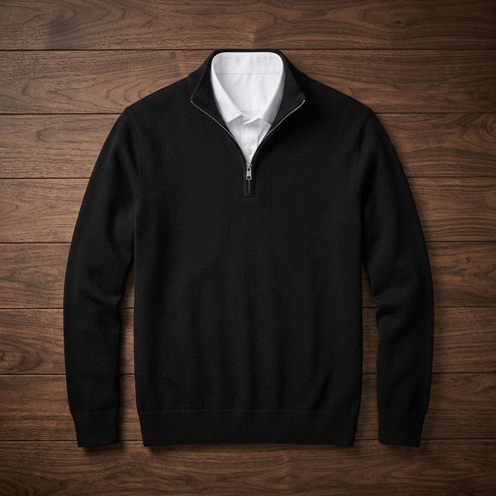 Men's Ribbed Quarter Zip Knit Sweater
