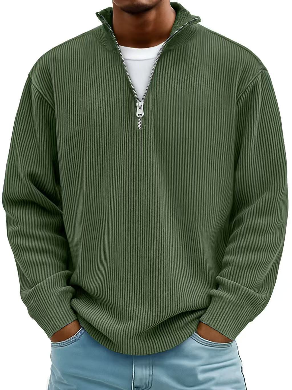Men's Ribbed Quarter Zip Mock Neck Sweater