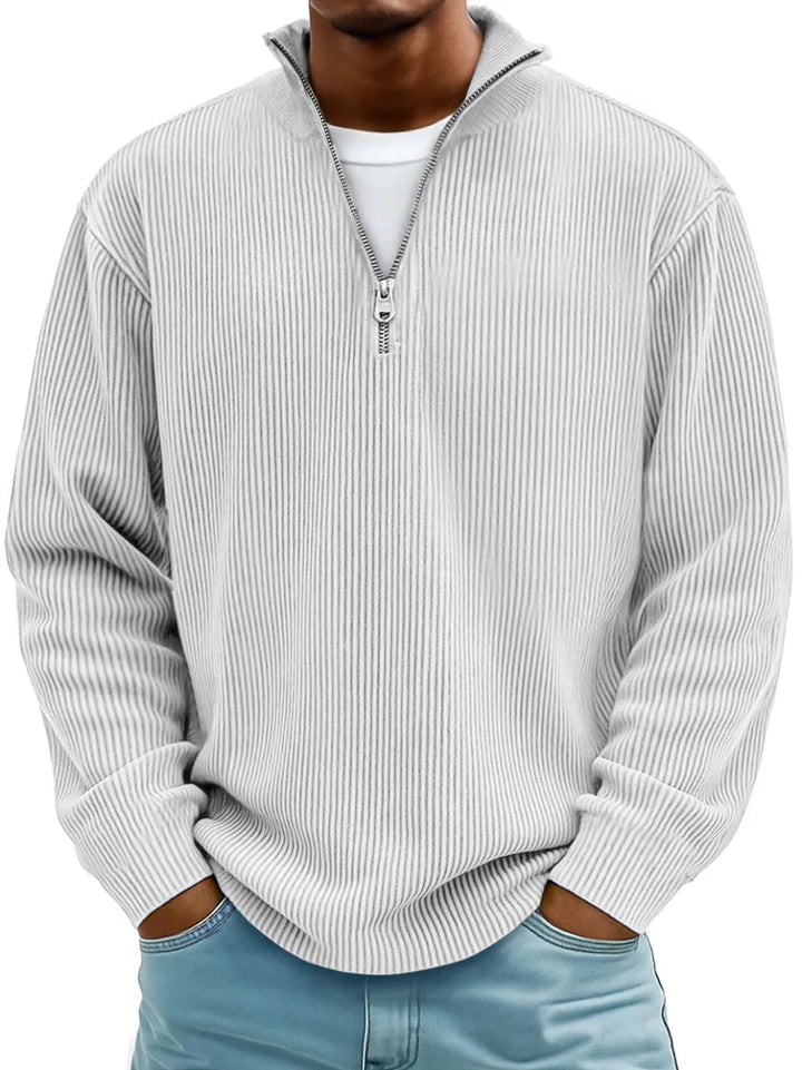 Men's Ribbed Quarter Zip Mock Neck Sweater