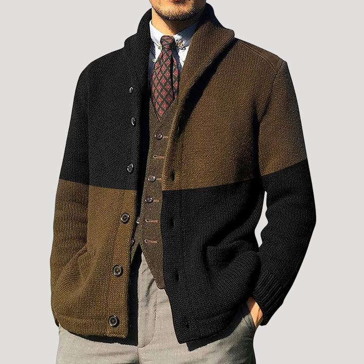 Men's Shawl Collar Button-Front Knit Cardigan