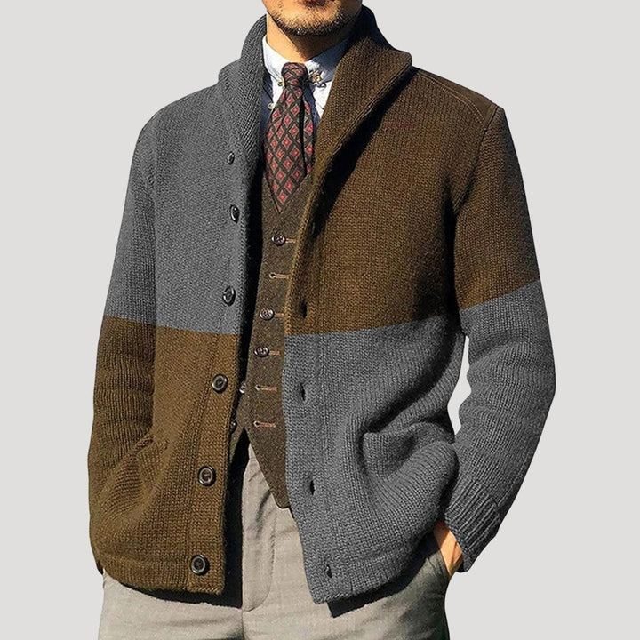 Men's Shawl Collar Button-Front Knit Cardigan