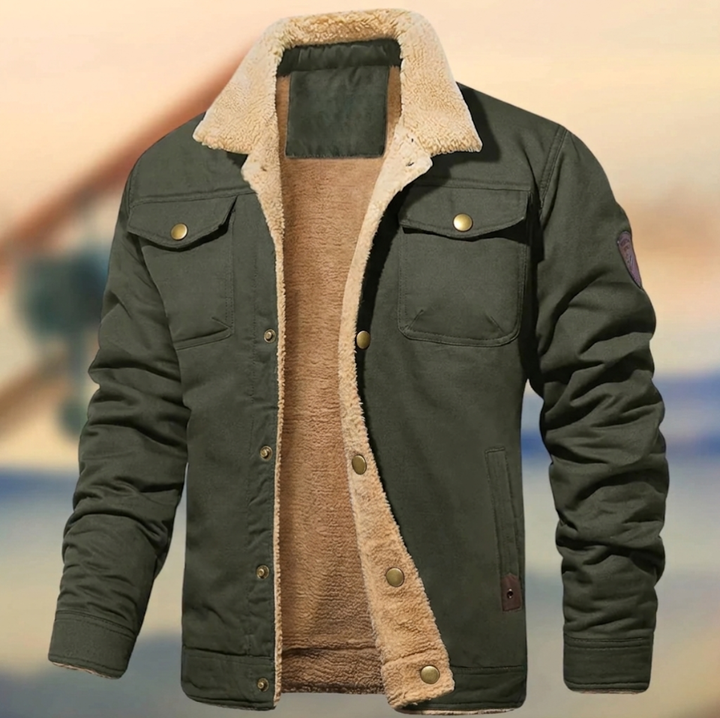Men's Sherpa Collar Button-Front Jacket
