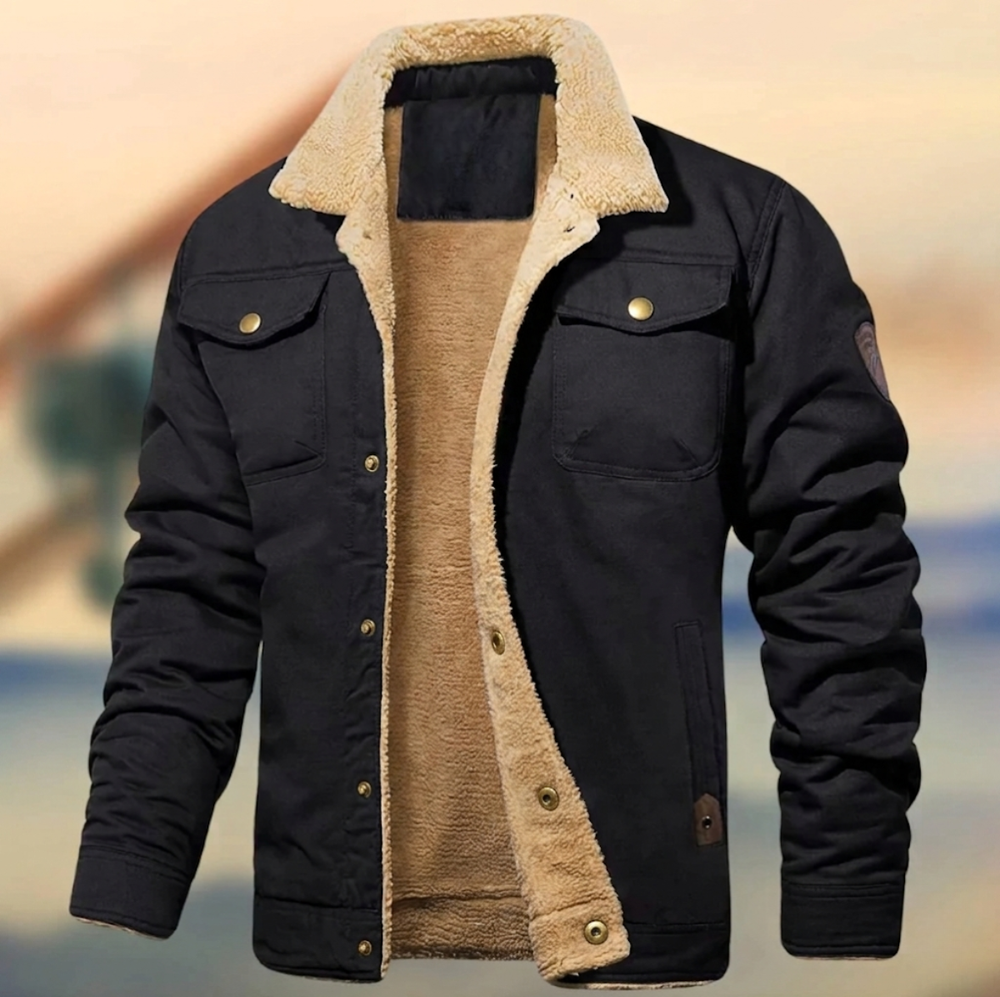 Men's Sherpa Collar Button-Front Jacket