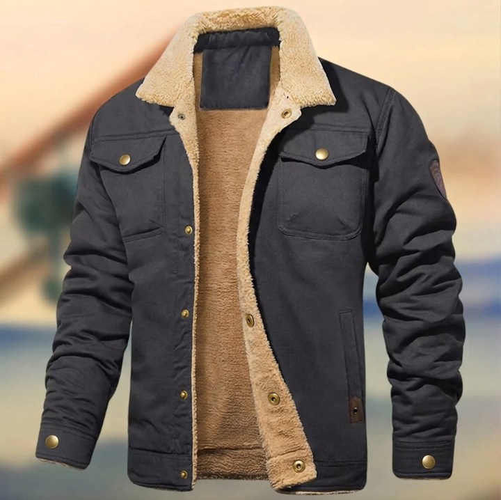 Men's Sherpa Collar Button-Front Jacket
