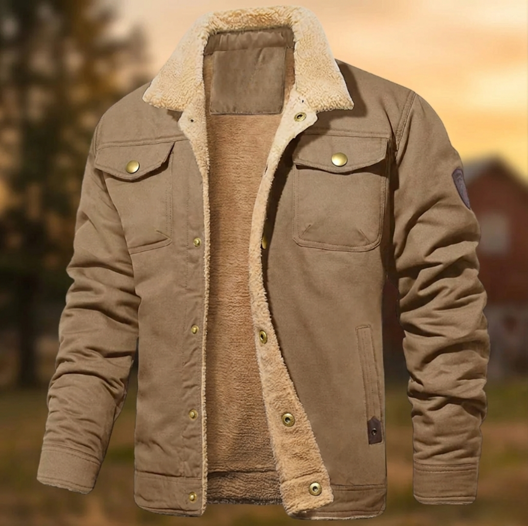 Men's Sherpa Collar Button-Front Jacket
