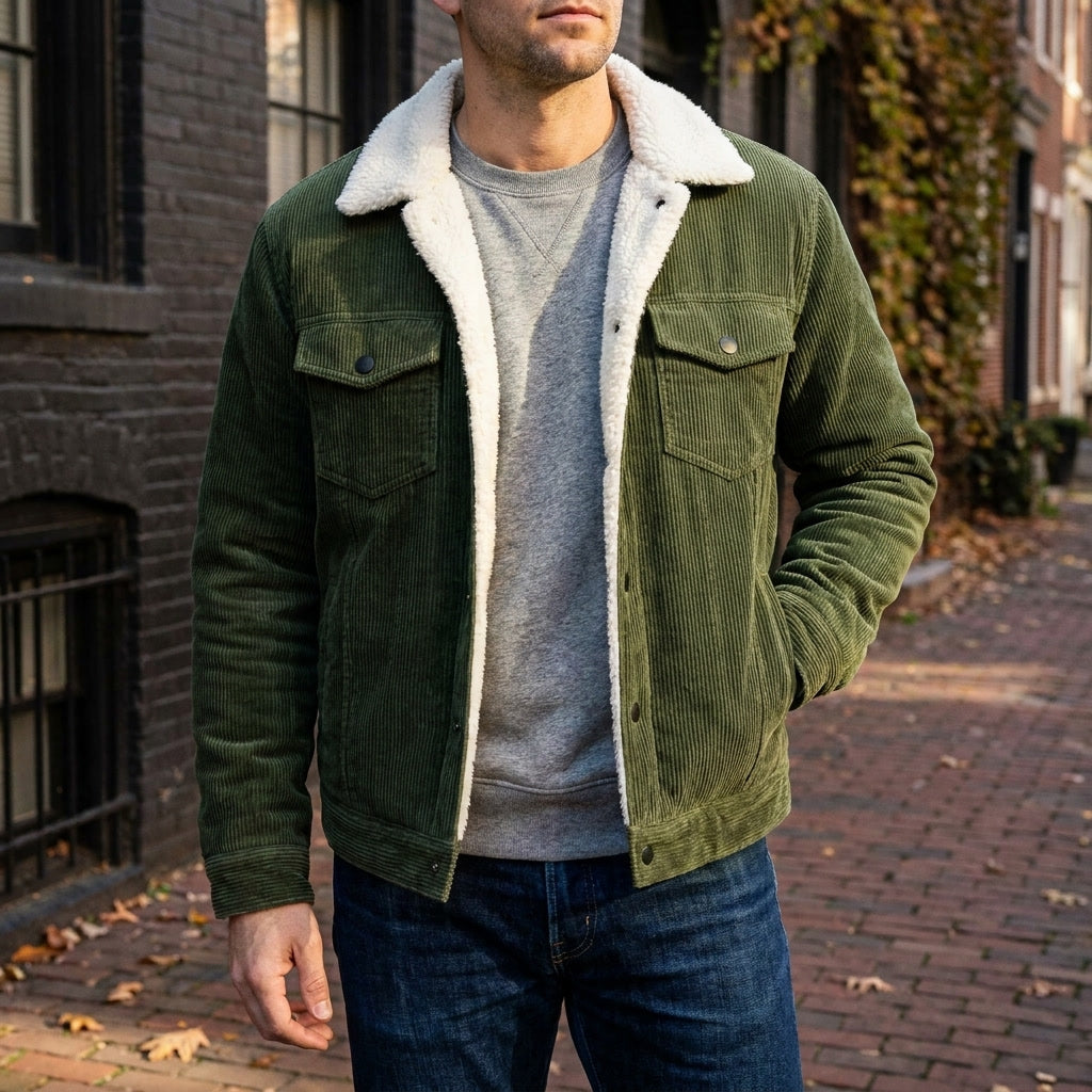 Men's Sherpa Lined Corduroy Trucker Jacket