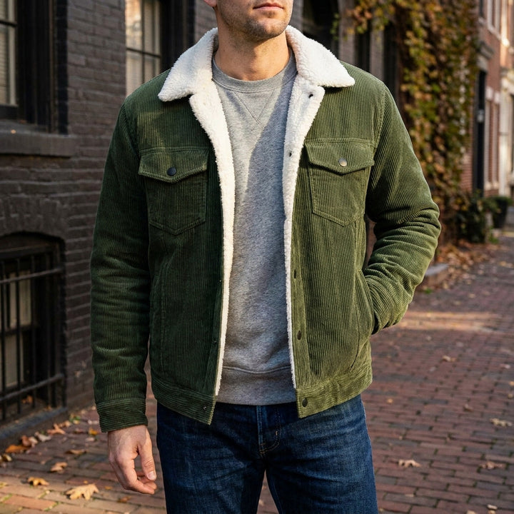 Men's Sherpa Lined Corduroy Trucker Jacket